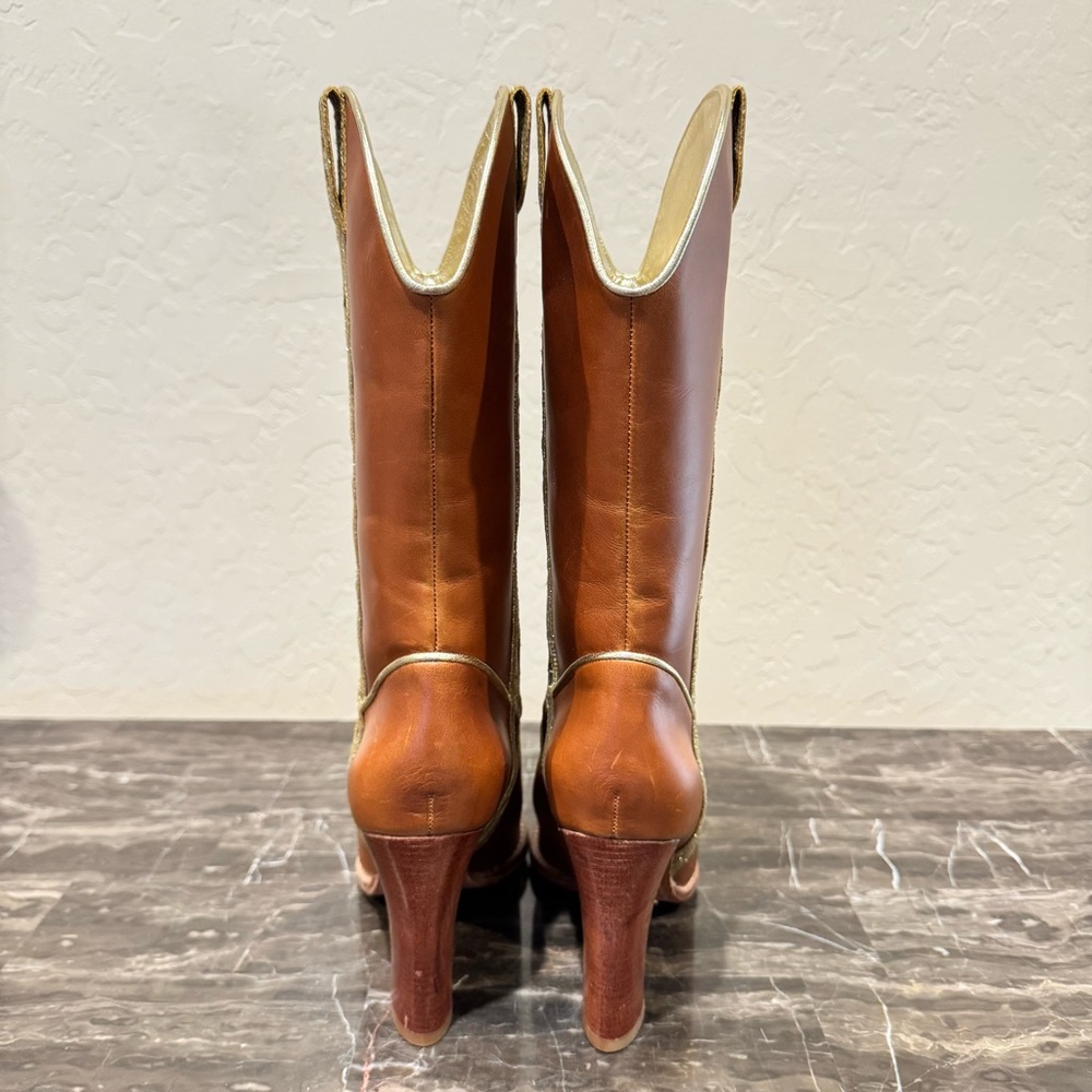 Vintage Cole Haan X Nike Lab G-Series Embellished Leather Cowboy Boots - Picture 8 of 12